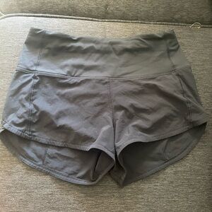 lululemon navy blue high waist 4 inch speed up shorts